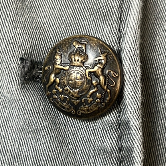 Free People Gray Utility Military Jacket with Red Trim and Gold Epaulets - Picture 10 of 16